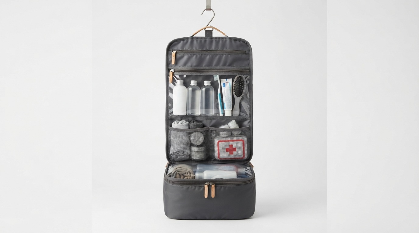 Hanging toiletry bag